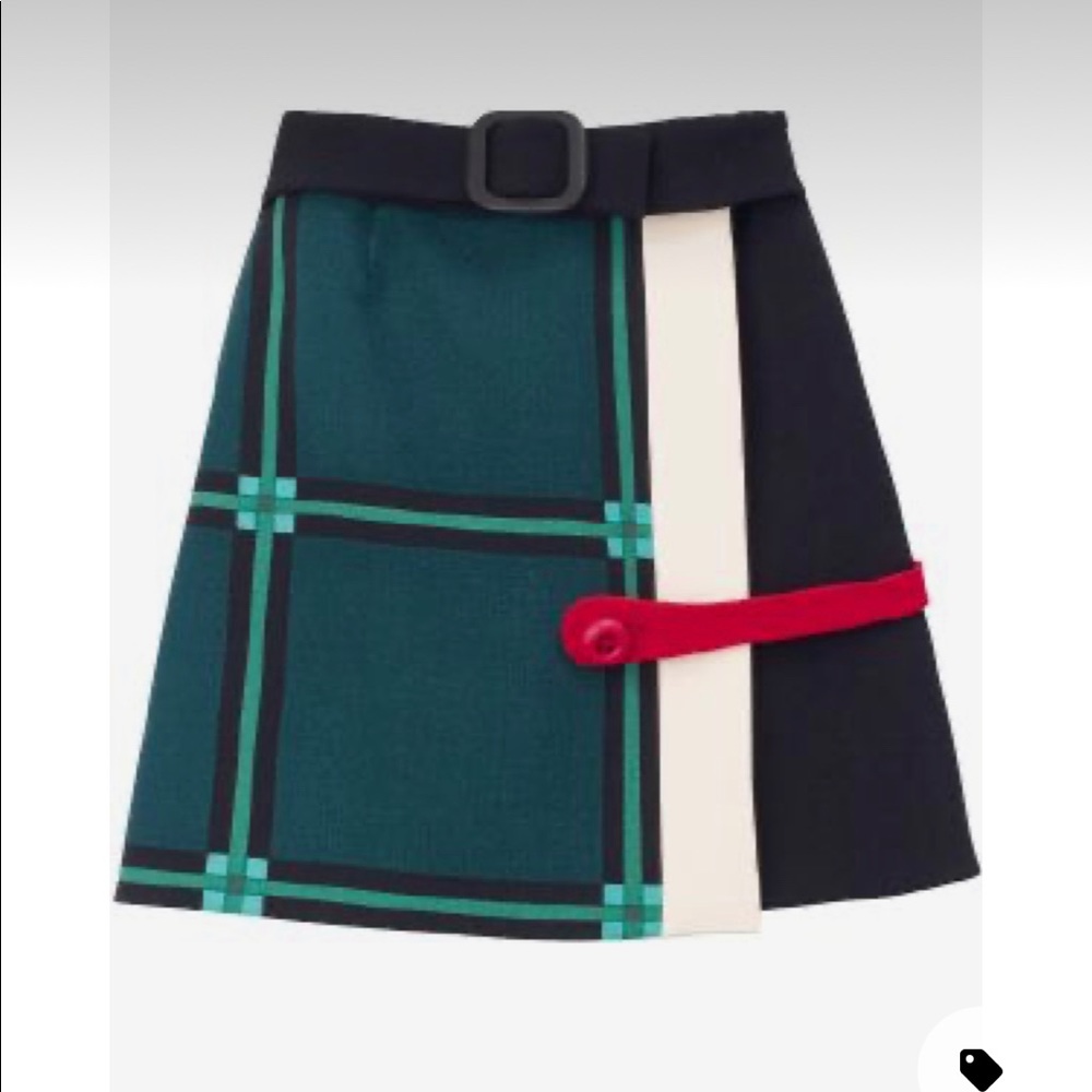 Prada block color a-line skirt.